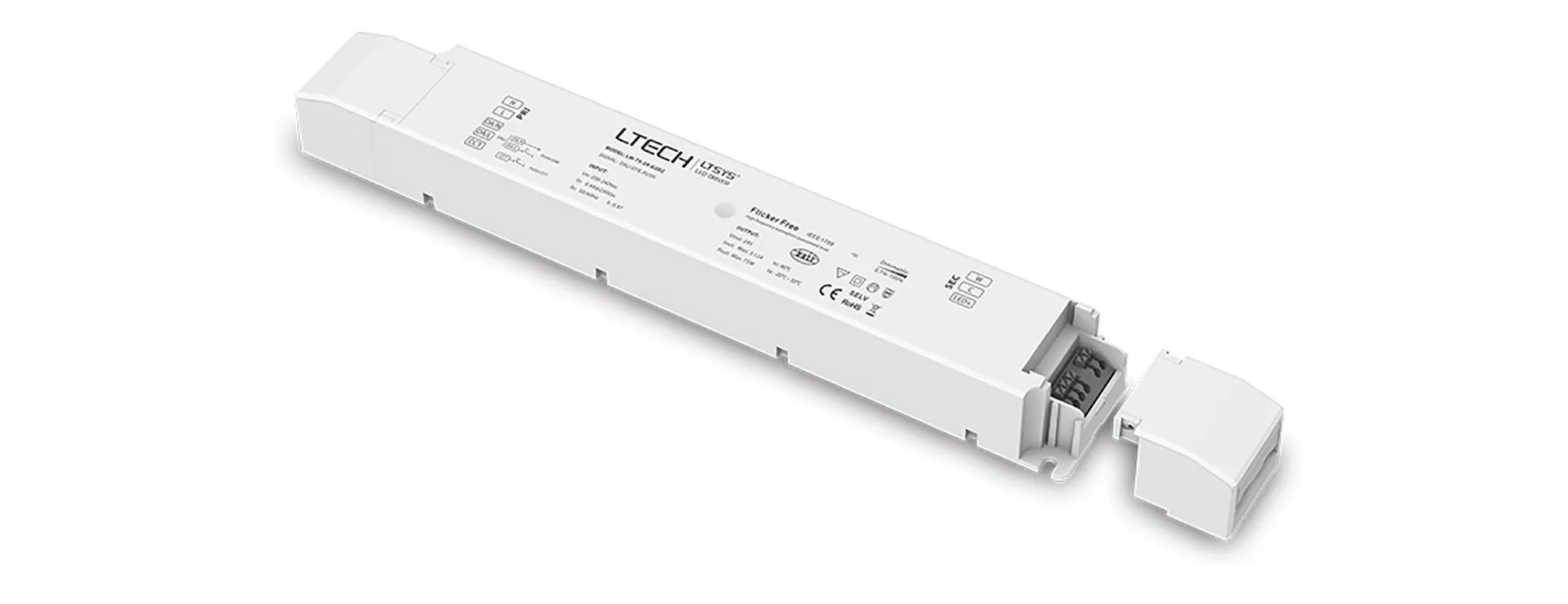 DMX512/RDM/Push DIM/CCT, 0-100% Dim, CV 75W, 12Vdc 6.25A, 200-120Vac, IP20, 5yrs Warranty. LM-75-12-G2M2  LTECH DMX Constant Voltage